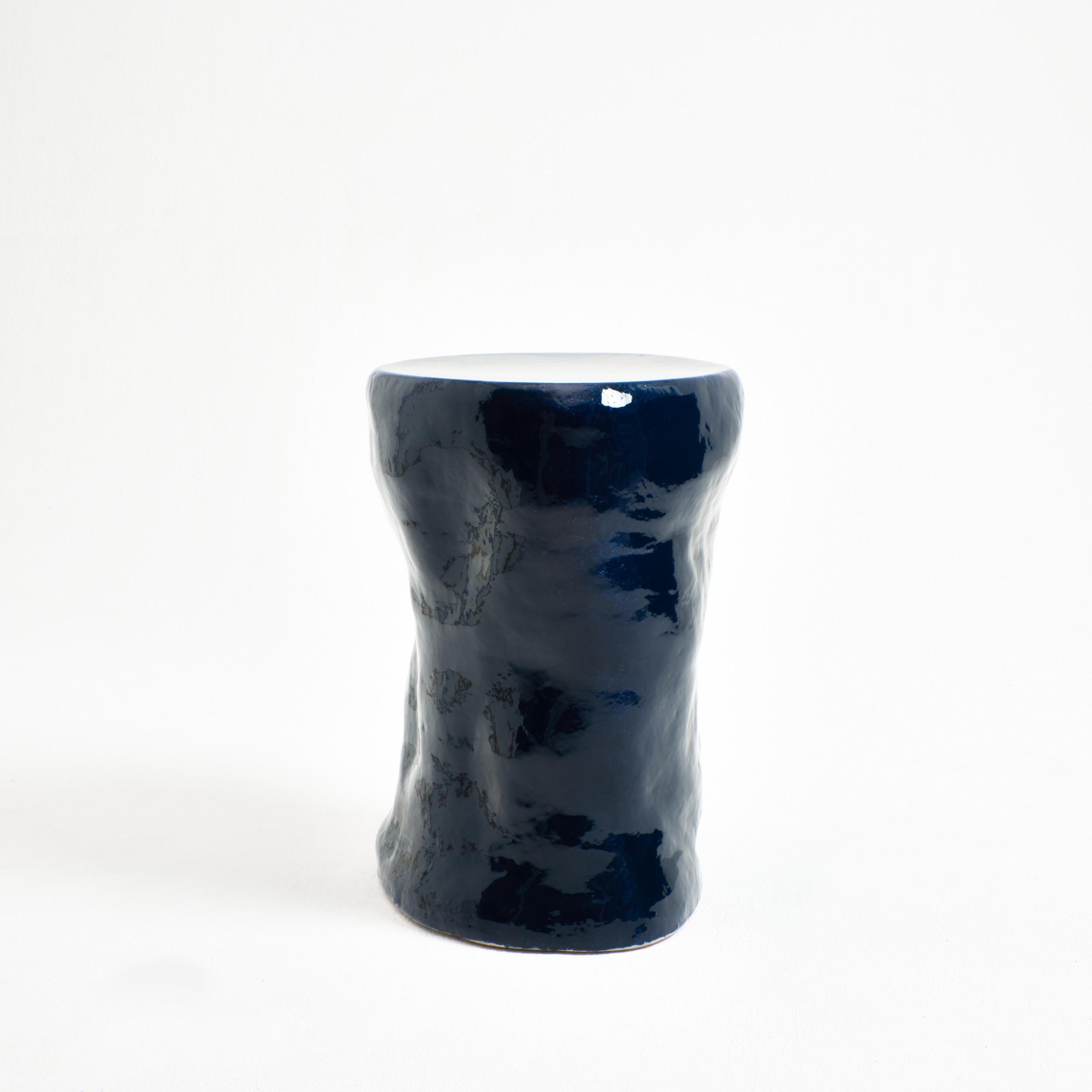 Modern Ceramic Side Table Tall navy For Sale
