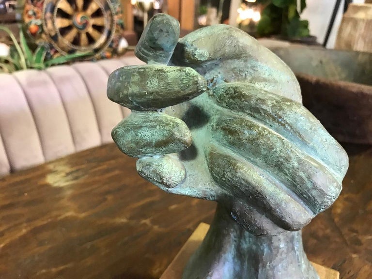 Ceramic Signed Hand Sculpture on Wood Display Base at 1stDibs hand