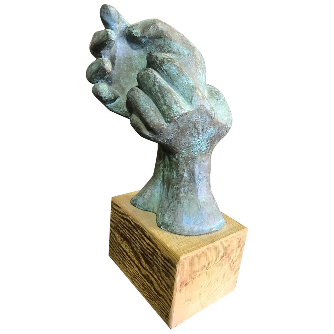 Ceramic Signed Hand Sculpture on Wood Display Base at 1stDibs hand