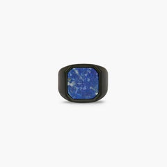 Ceramic Signet Ring with Lapis, Size M