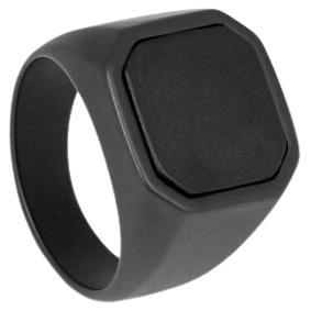 Ceramic Signet Ring with Onyx, Size S