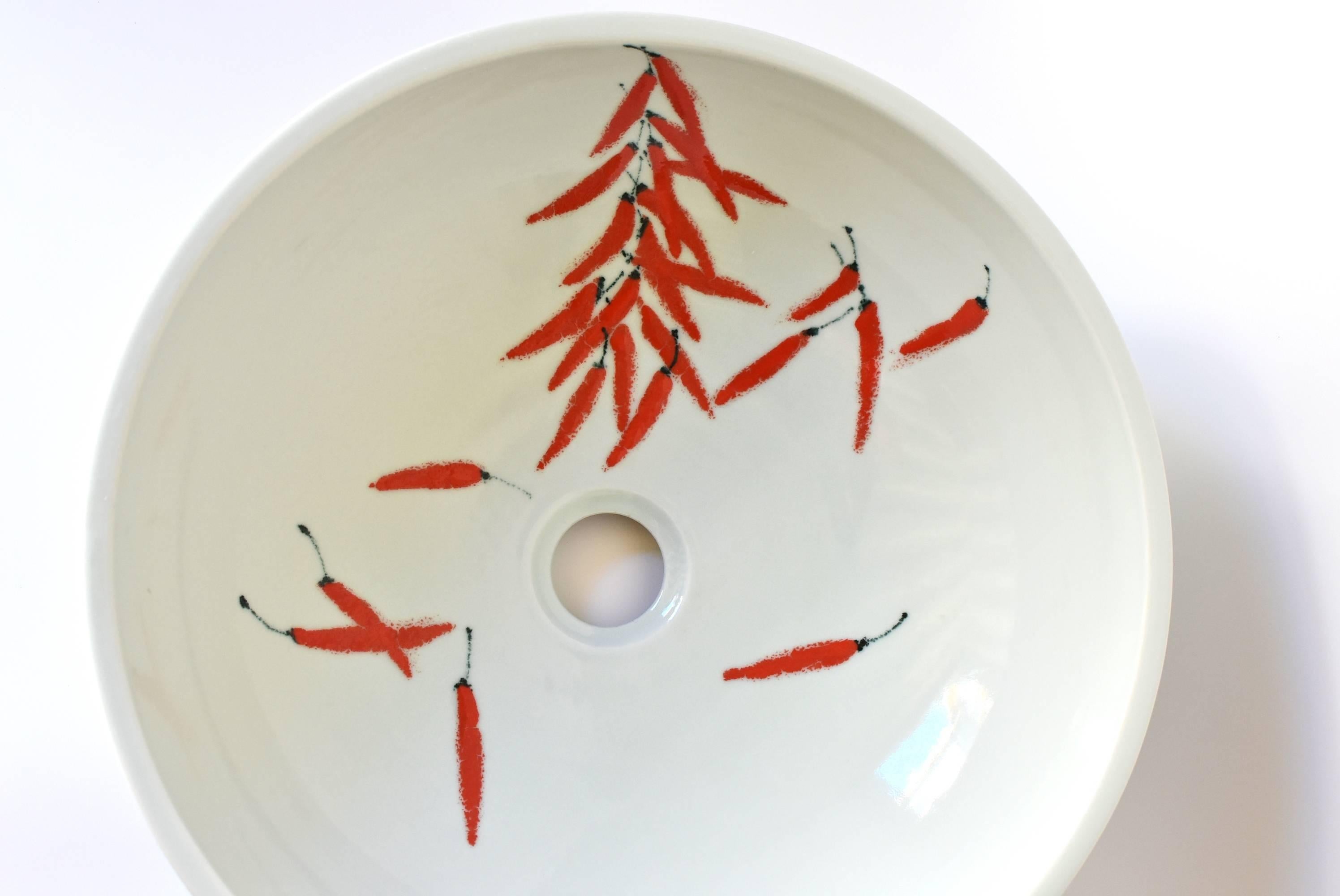 Southwest Style Keramik Waschbecken Pflanzer Red Hot Pepper  (Chinesisch) im Angebot