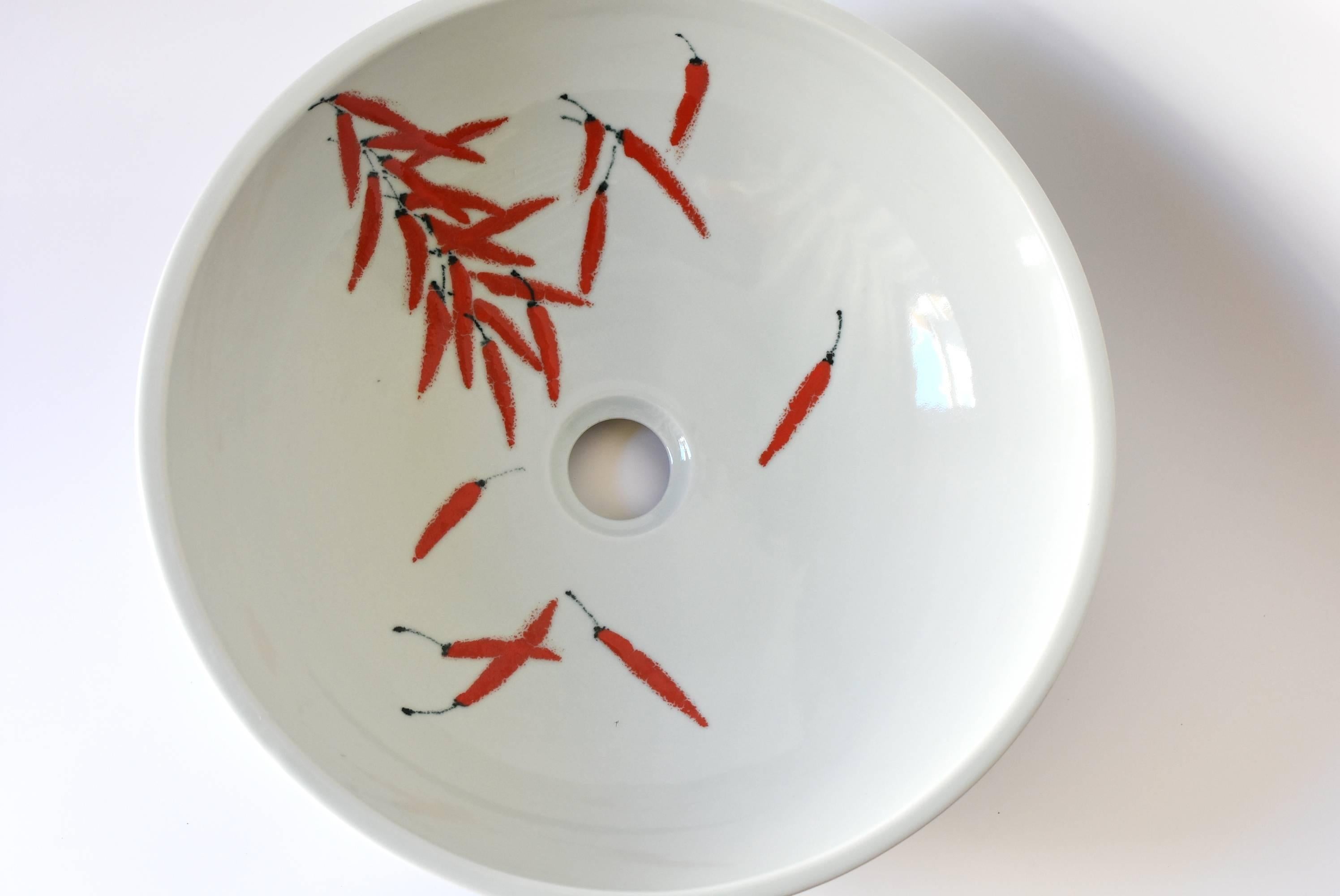 Southwest Style Keramik Waschbecken Pflanzer Red Hot Pepper  (Glasiert) im Angebot