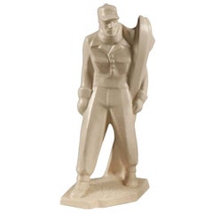 Figura di sci in ceramica di Le Jan, Francia