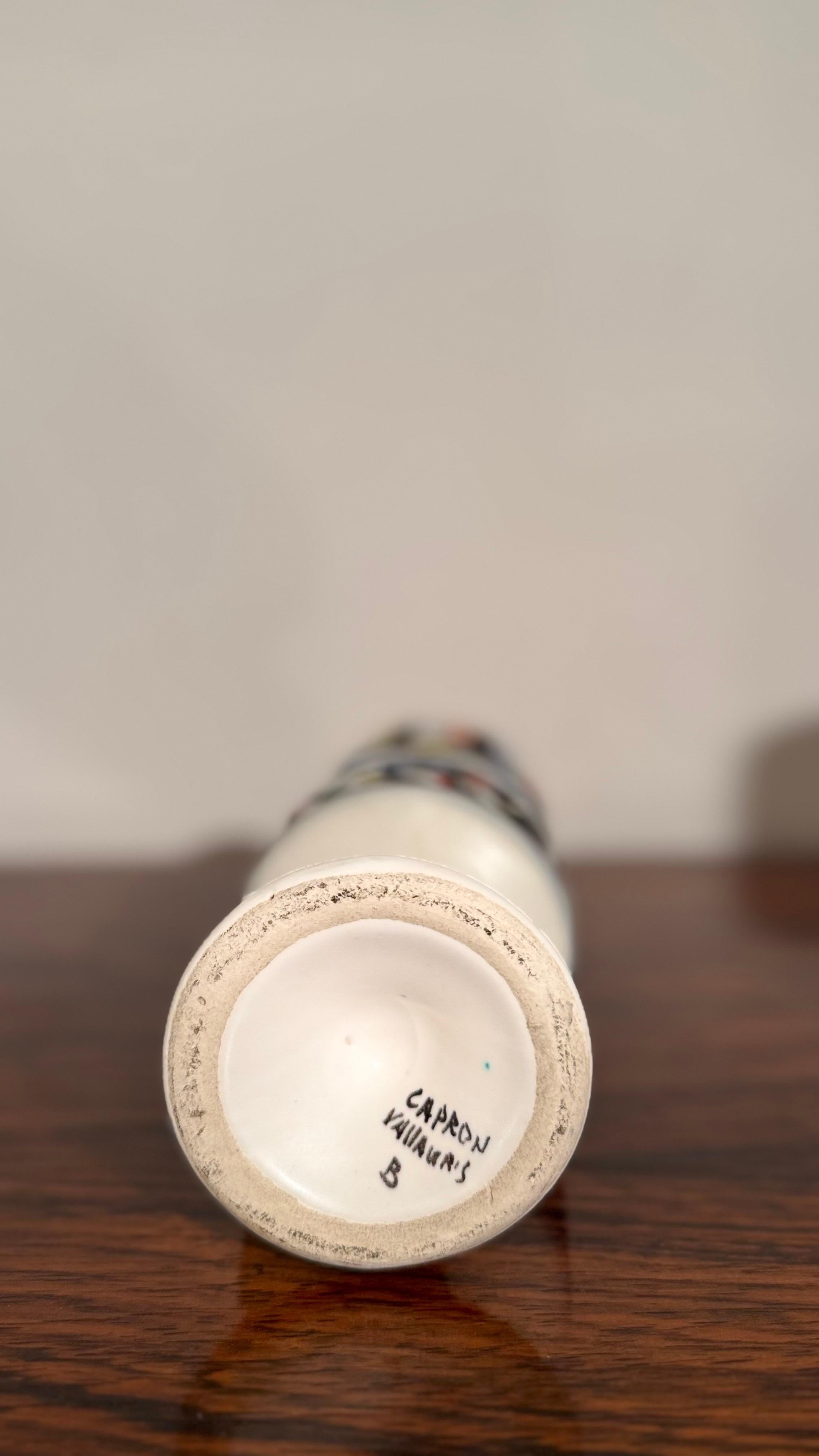 Ceramic Small Vase Black and White Graphic Geometric Design by Capron, Vallauris in vendita 8