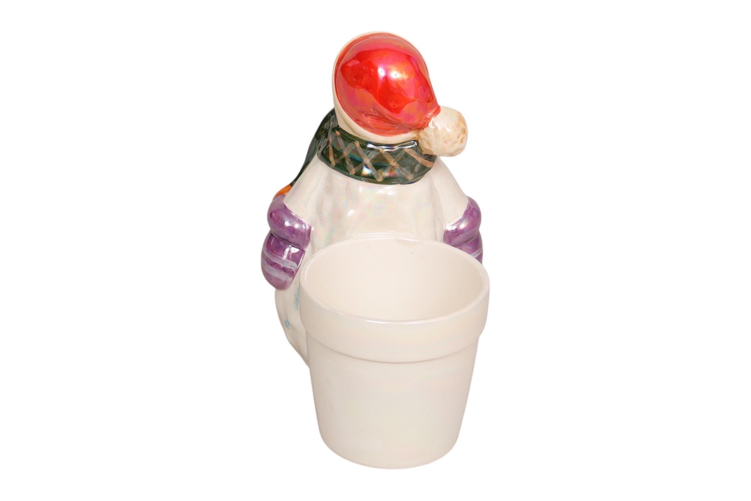 20th Century Ceramic Snowman Plant Pot Holder For Sale