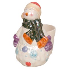 Support de pot en céramique pour bonhomme de neige