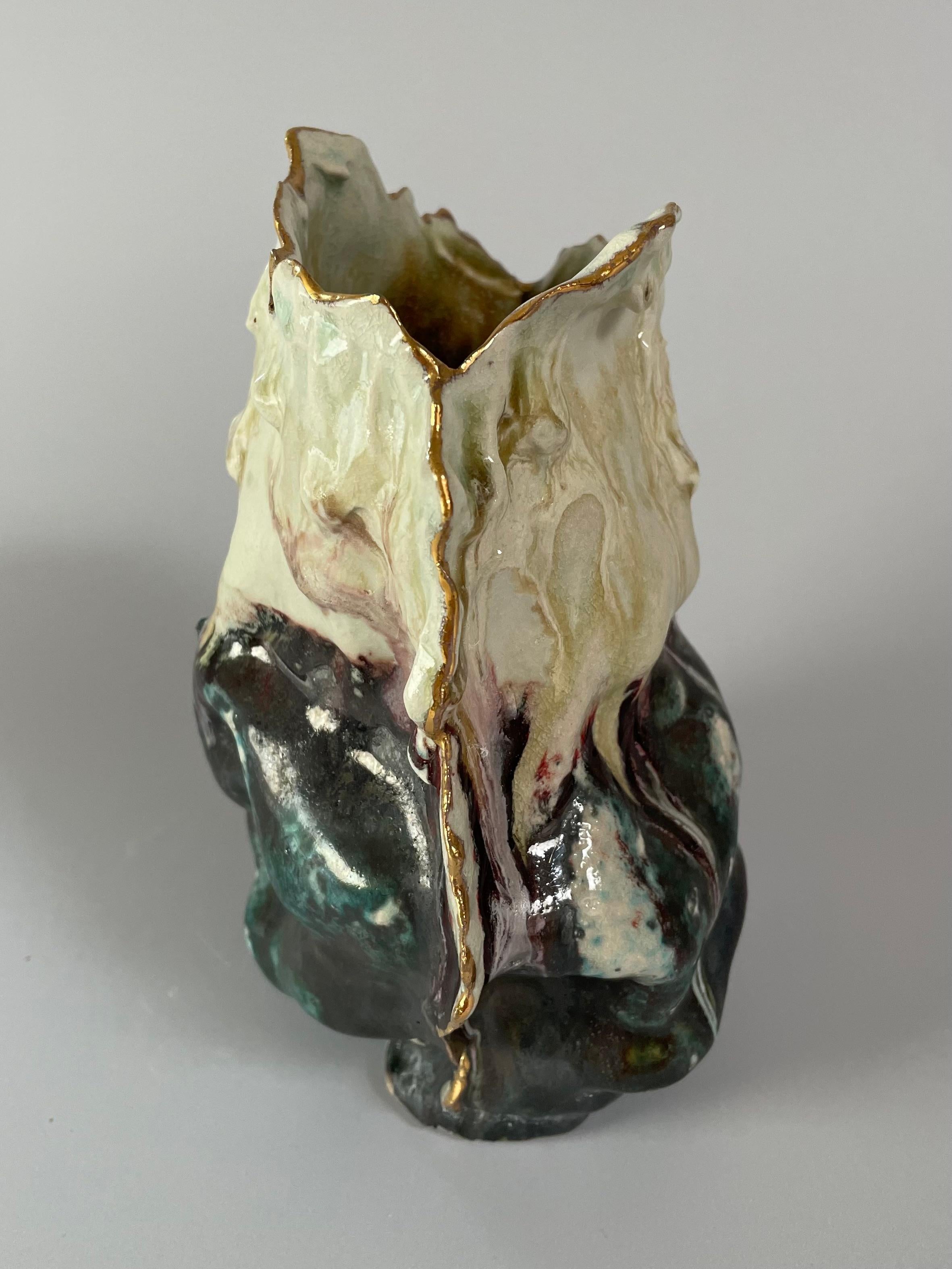 Ceramic Soda Fired Organic Shaped Vessel Vase For Sale 1