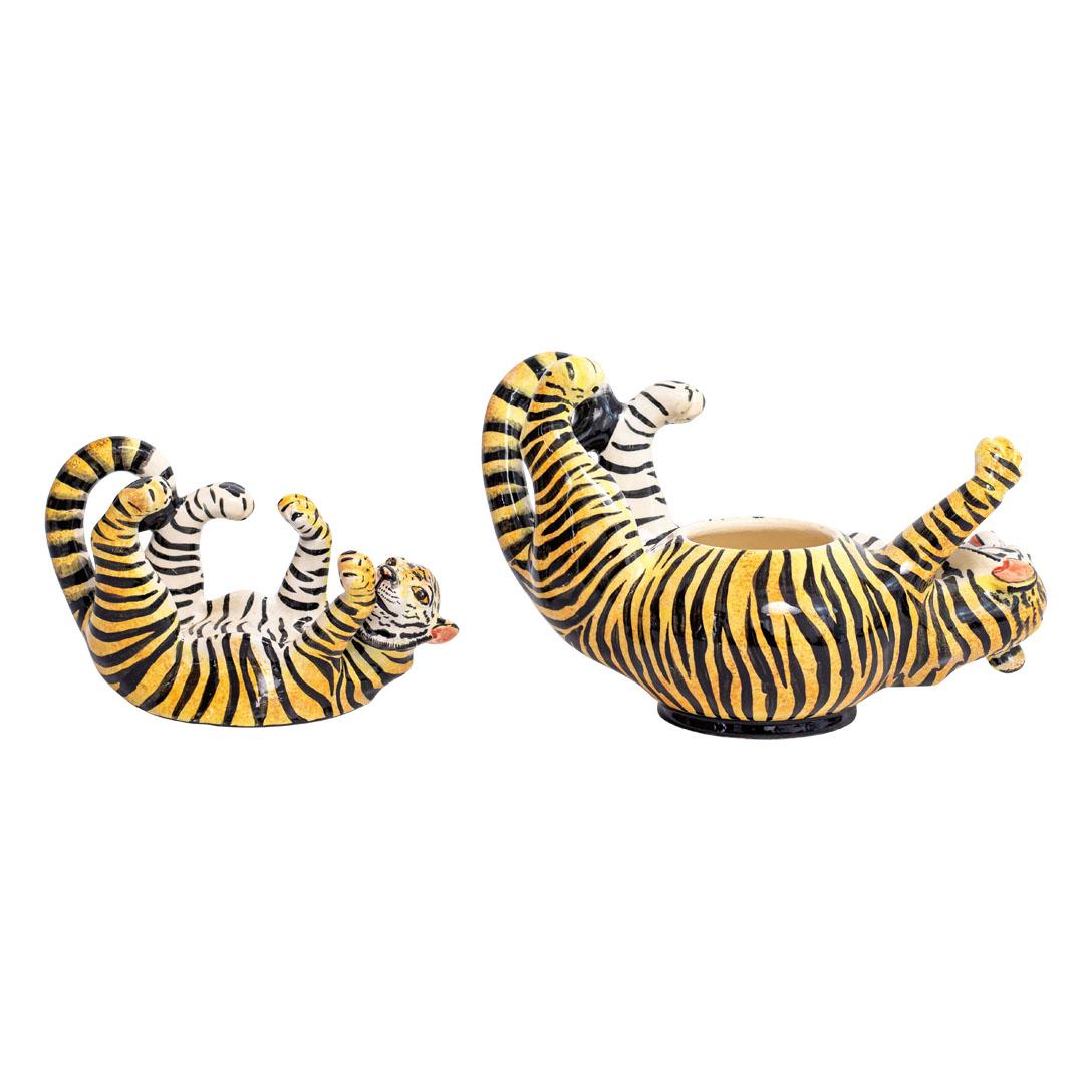 Contemporary Ceramic South African Tiger Jewelry Box  , hand made in South Africa For Sale