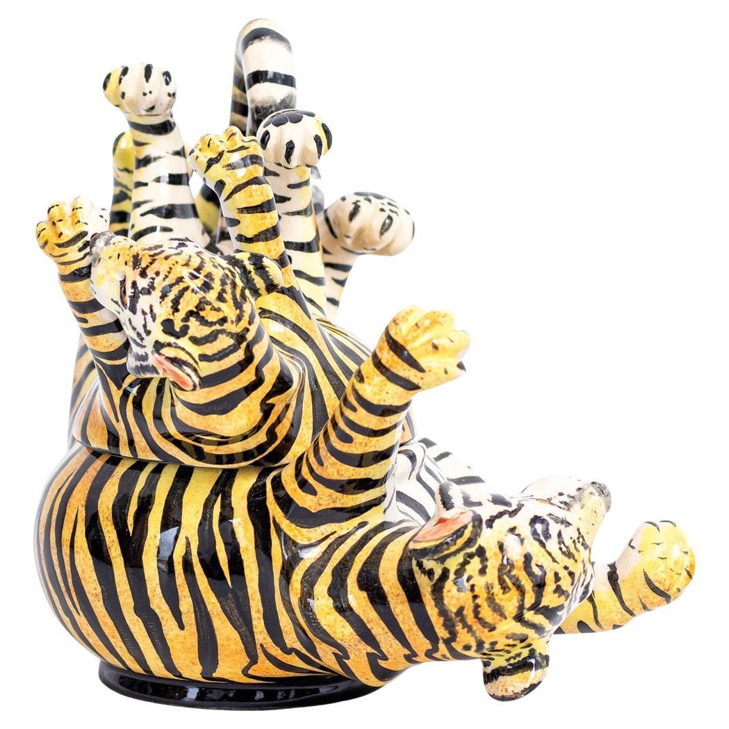 Ceramic South African Tiger Jewelry Box  , hand made in South Africa