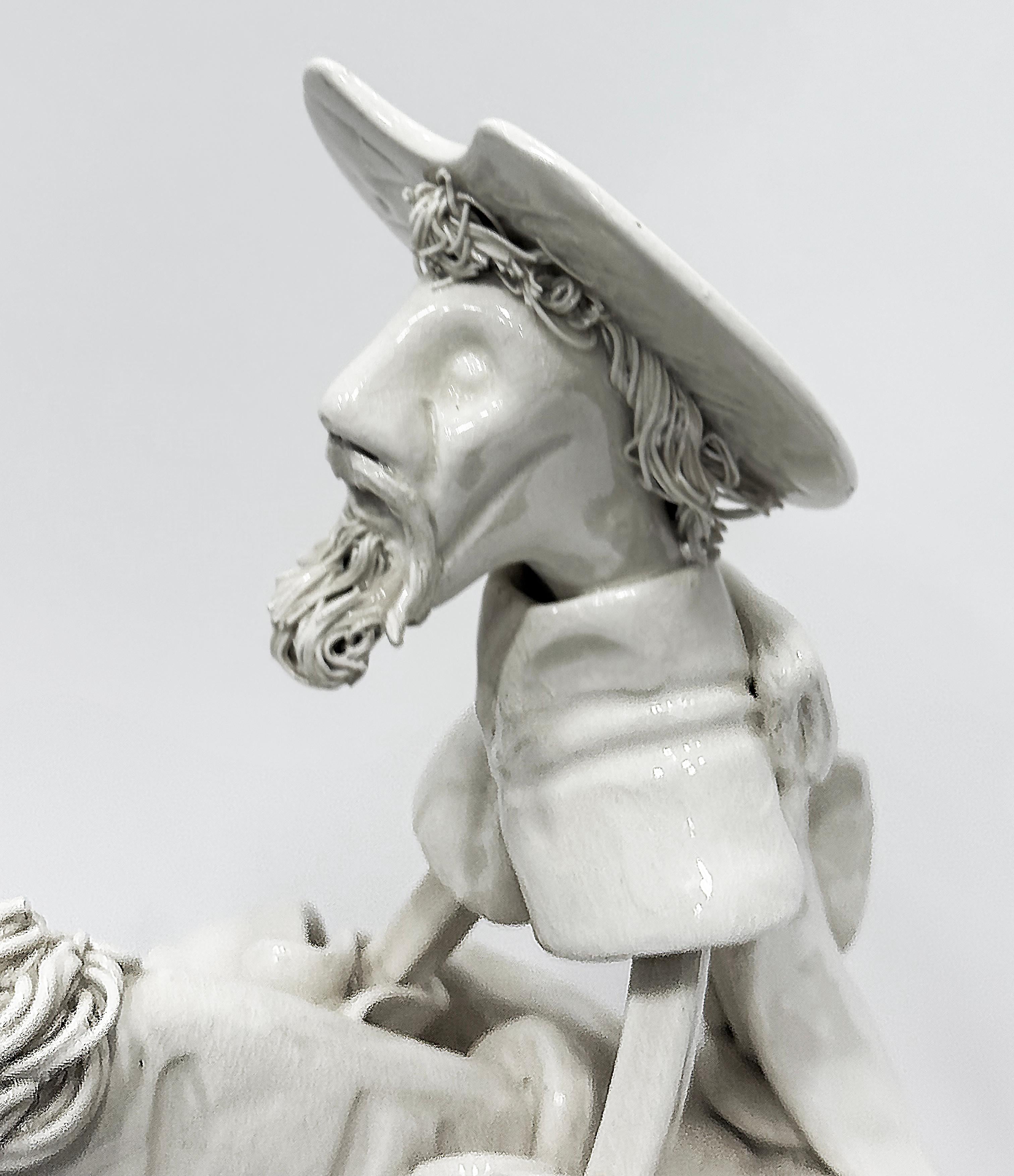 Late 20th Century Ceramic Spaghetti Don Quixote Sculpture by Roberto Nischili For Sale