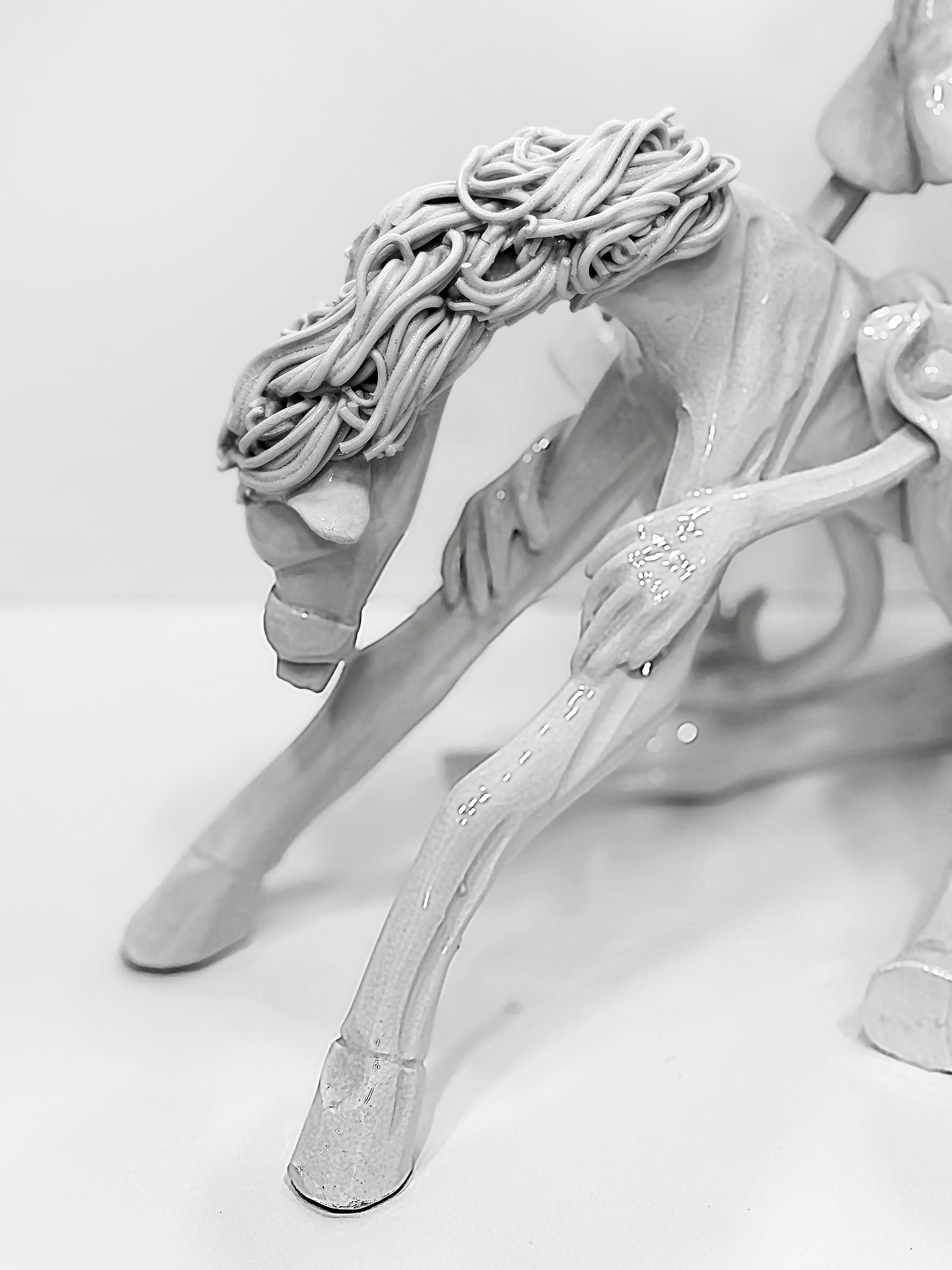 Ceramic Spaghetti Don Quixote Sculpture by Roberto Nischili For Sale 4