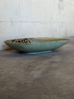 Ceramic Speckled Green Abstract Bowl European Mid-Century Modern 1970s