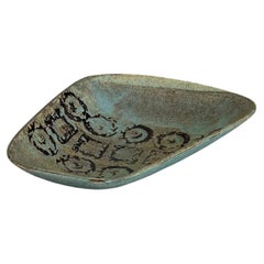 Ceramic Speckled Green Abstract Bowl European Mid-Century Modern 1970s