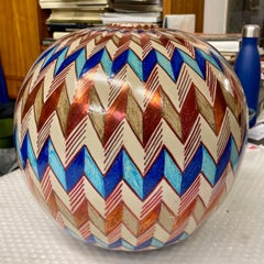 Ceramic Spherical Vase Hand-Painted Majolica Italy Contemporary