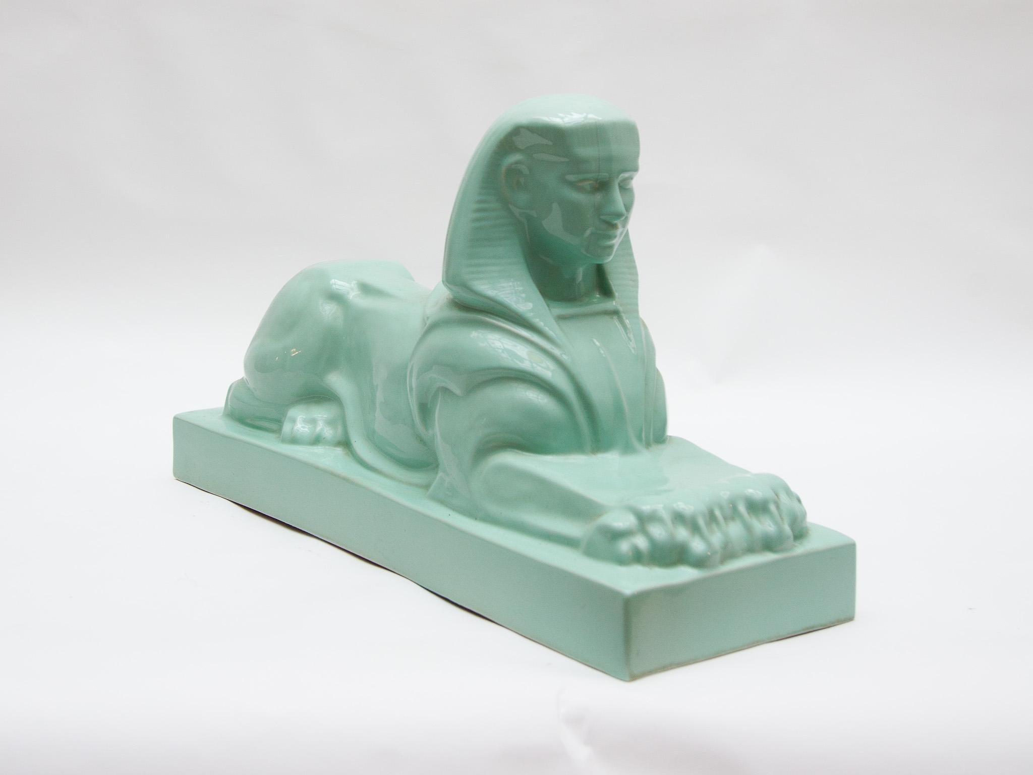 Dutch Ceramic Sphinx Designed by Vos for Royal Sphinx Maastricht/ Petrus Regout