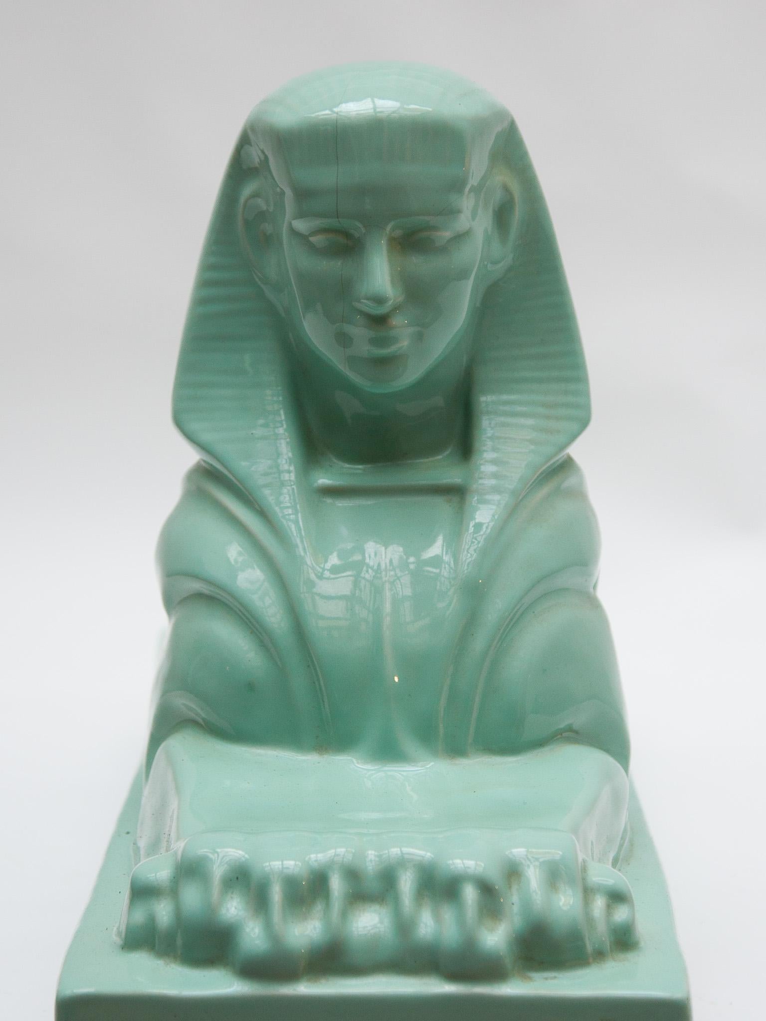 Ceramic Sphinx Designed by Vos for Royal Sphinx Maastricht/ Petrus Regout In Good Condition In Antwerp, BE