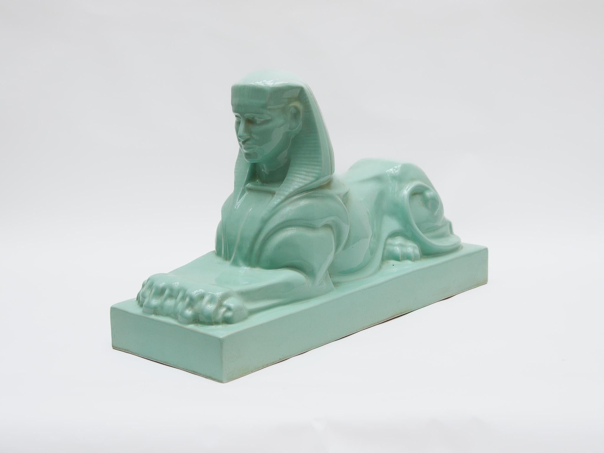 Mid-20th Century Ceramic Sphinx Designed by Vos for Royal Sphinx Maastricht/ Petrus Regout