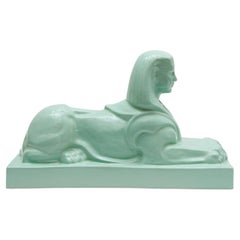 Vintage Ceramic Sphinx Designed by Vos for Royal Sphinx Maastricht/ Petrus Regout