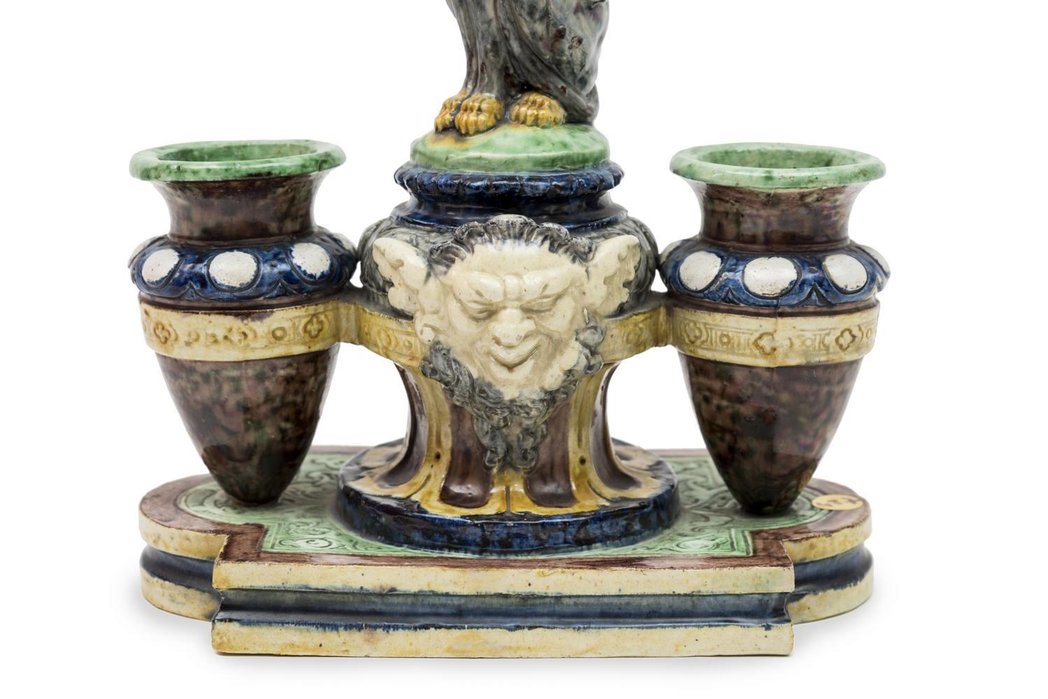 Ceramic Sphinx Inkwell by Thomas Victor Sergent, circa 1870-1880 In Good Condition For Sale In Paris, FR