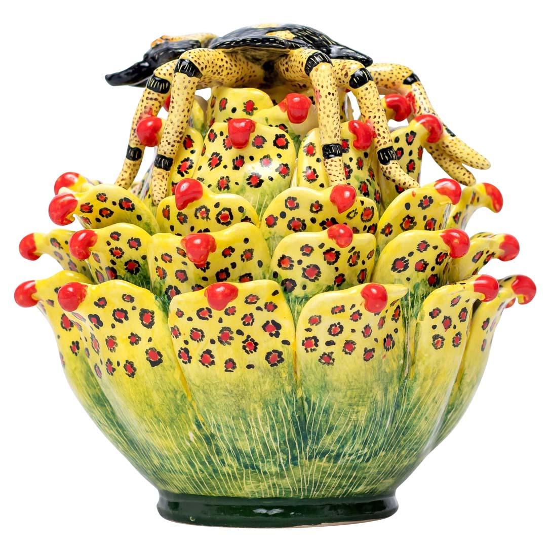 Hand-Painted Ceramic Spider Jewelry Box  , hand made in South Africa For Sale