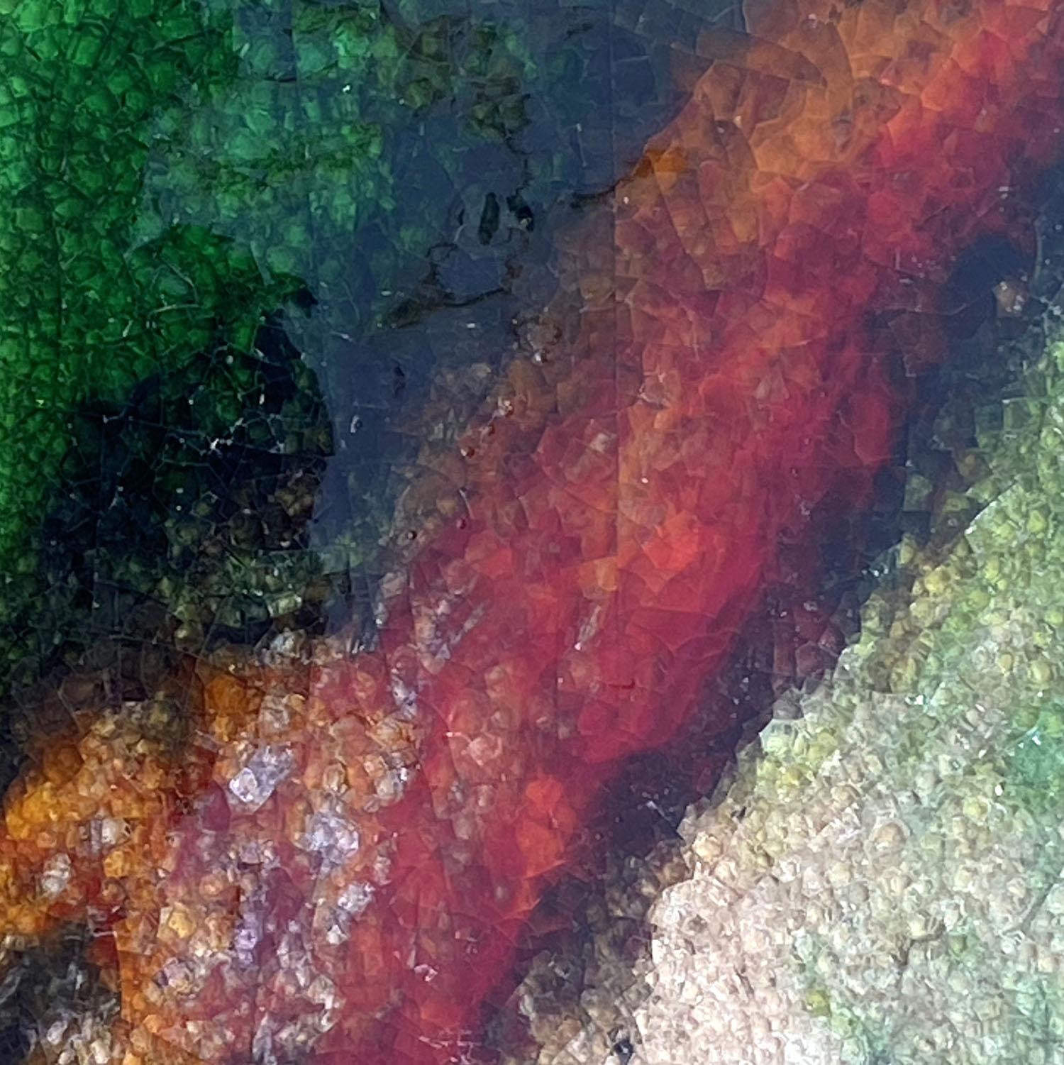 Quadratische Keramik-Kunstfliesen mit mehrfarbigen, leuchtenden Glasuren, 1960er Jahre im Angebot 4