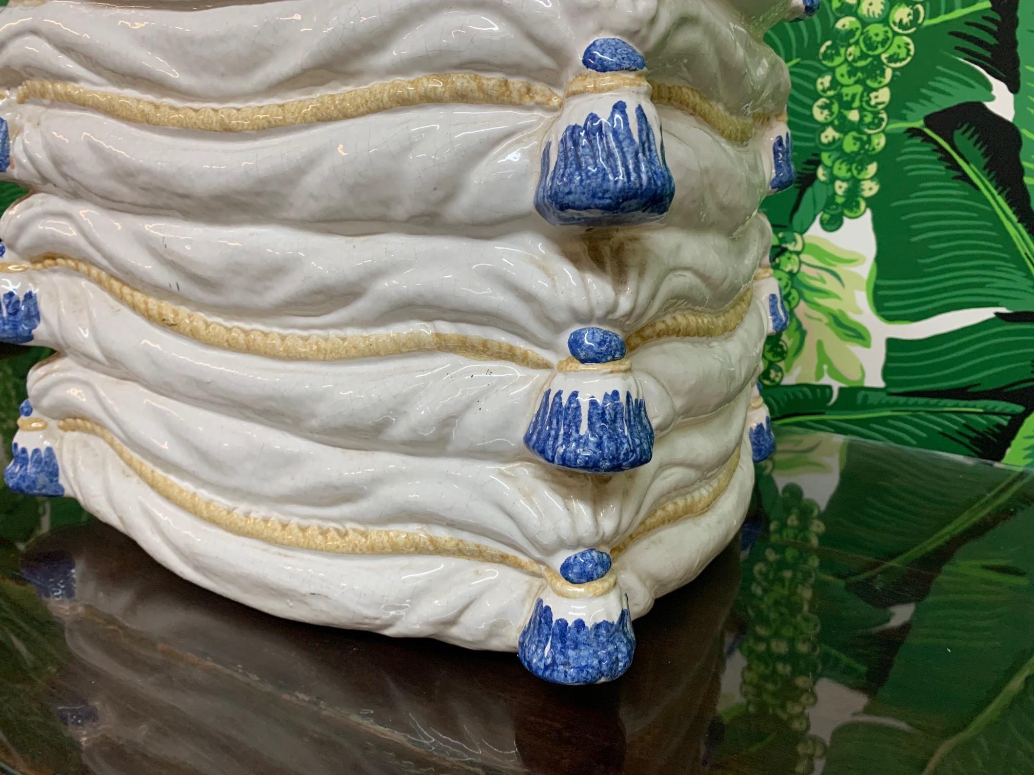 Ceramic Stacked Pillow Garden Stool In Good Condition In Jacksonville, FL