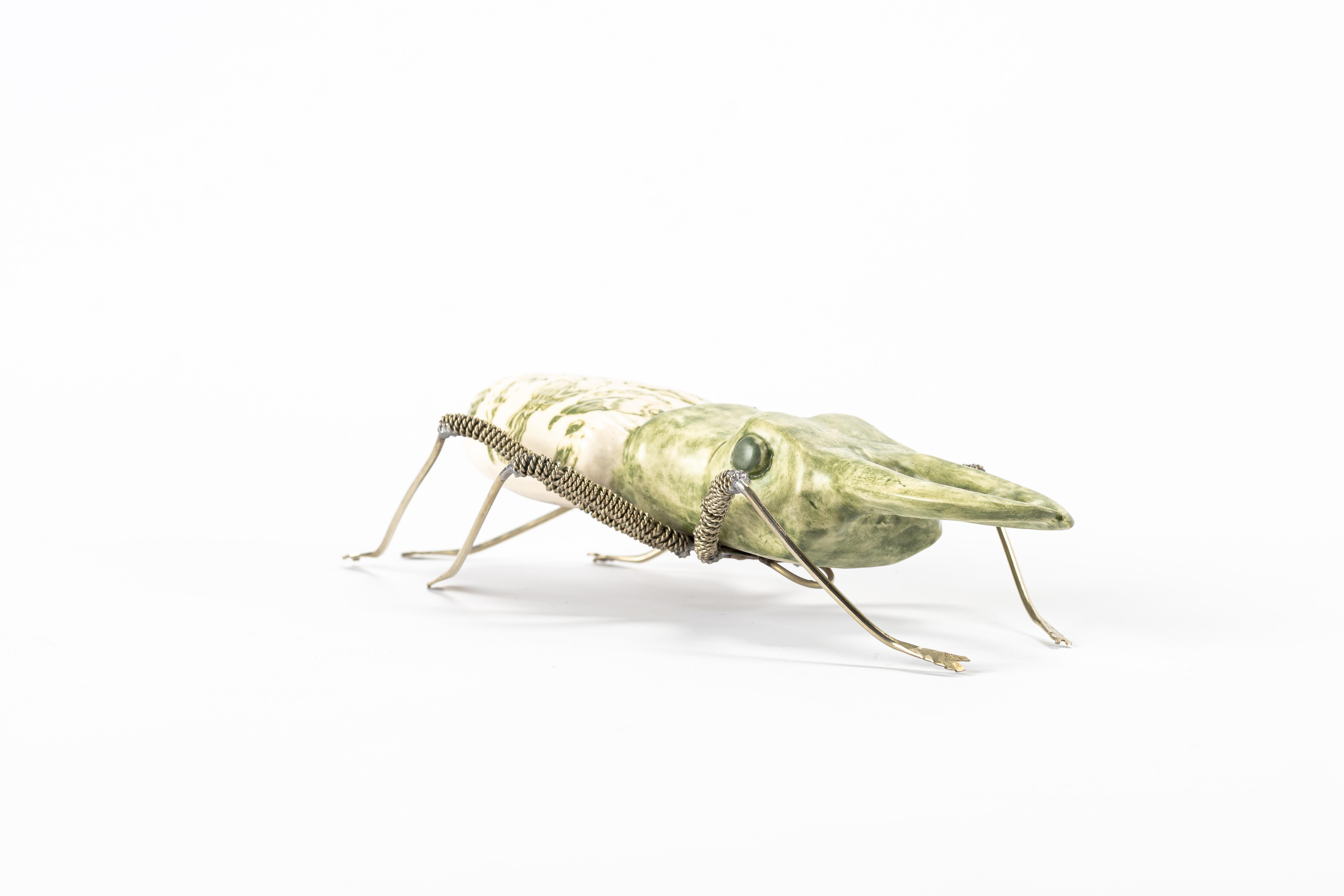 Other Ceramic Stag Beetle and White Metal by Estudio Guerrero