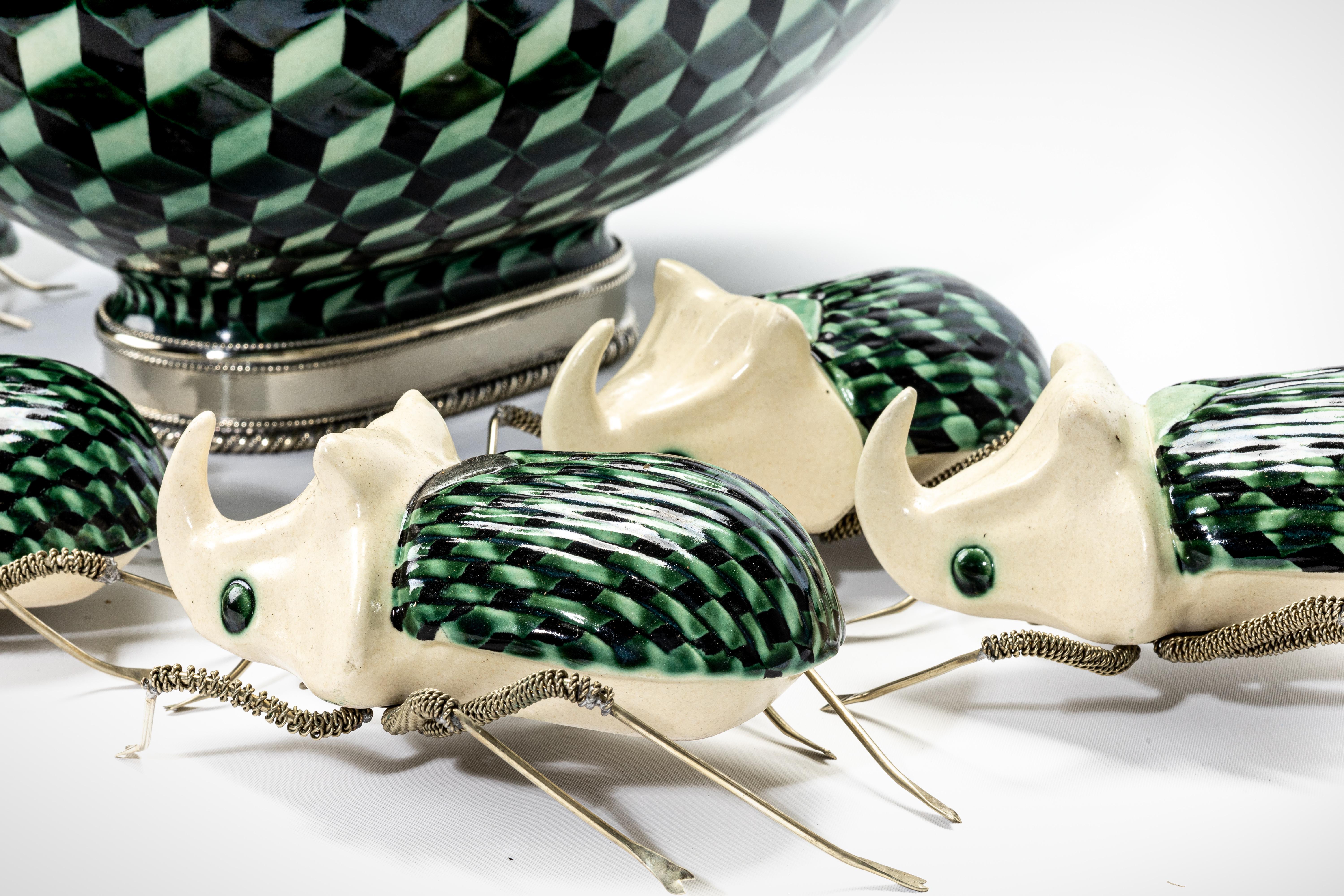 Other Ceramic Stag Beetle and White Metal by Estudio Guerrero