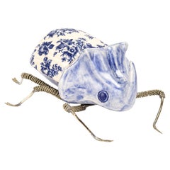 Ceramic Stag Beetle and White Metal by Estudio Guerrero