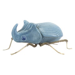 Ceramic Stag Beetle and White Metal by Estudio Guerrero