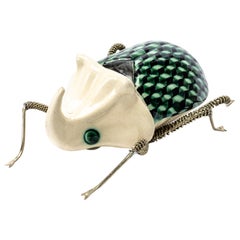 Ceramic Stag Beetle and White Metal by Estudio Guerrero