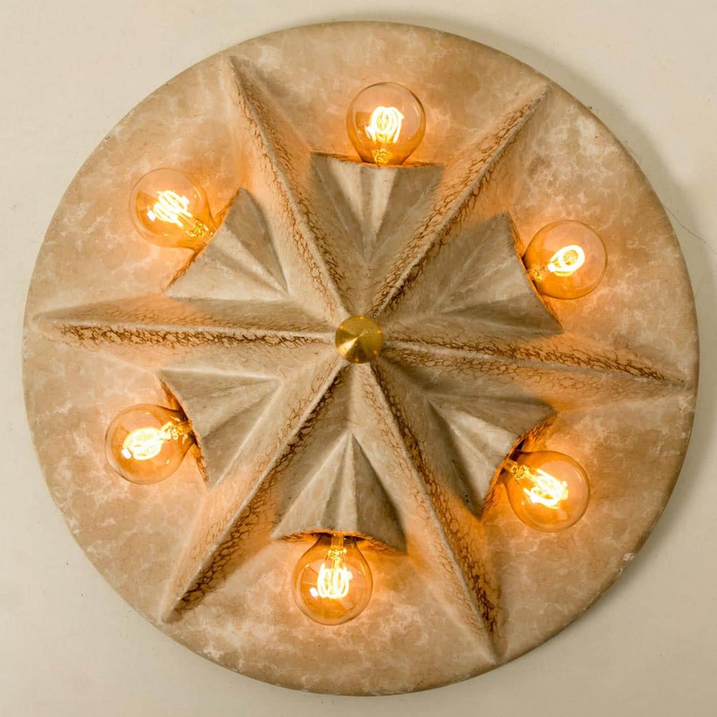 Allemand Étoile en céramique beige, Allemagne, Pan Ceramics 1970 en vente