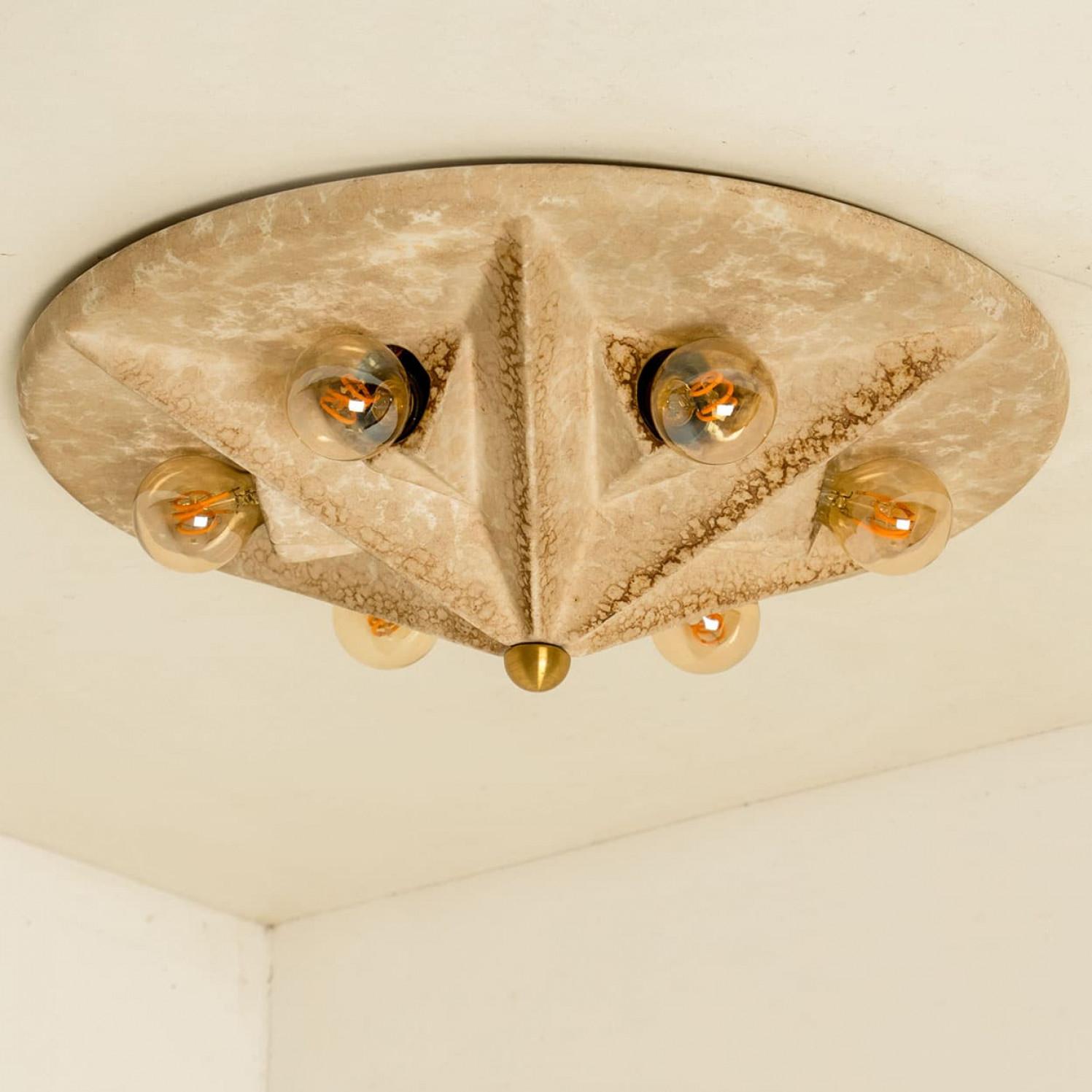 Fin du 20e siècle Étoile en céramique beige, Allemagne, Pan Ceramics 1970 en vente