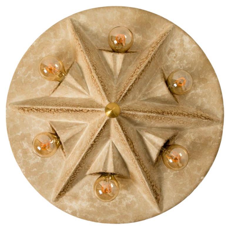 Ceramic Star Beige Flush Mount, Germany, Pan Ceramics 1970s