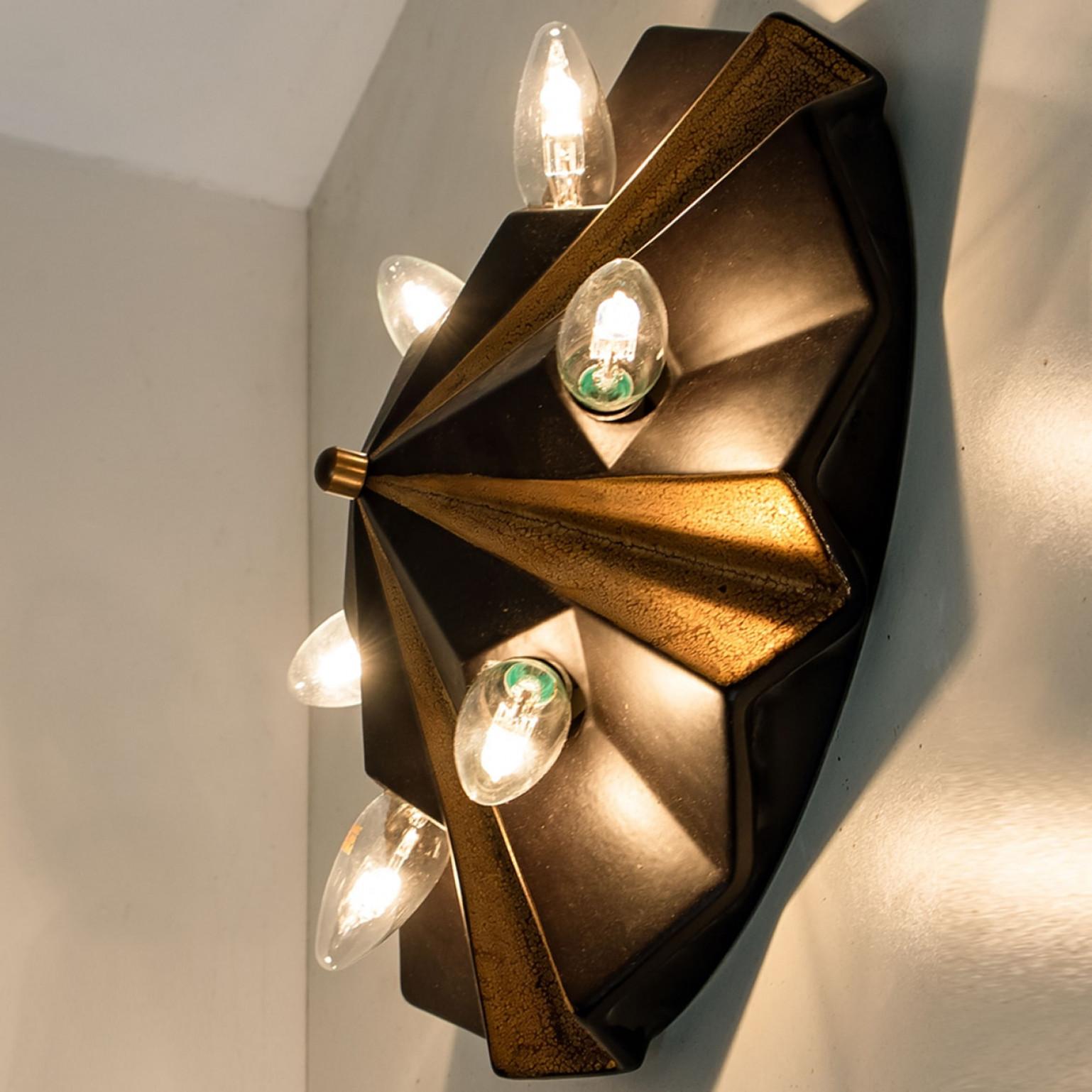 Étoile en céramique Lampe en céramique Brown, Allemagne, années 1970 en vente 2