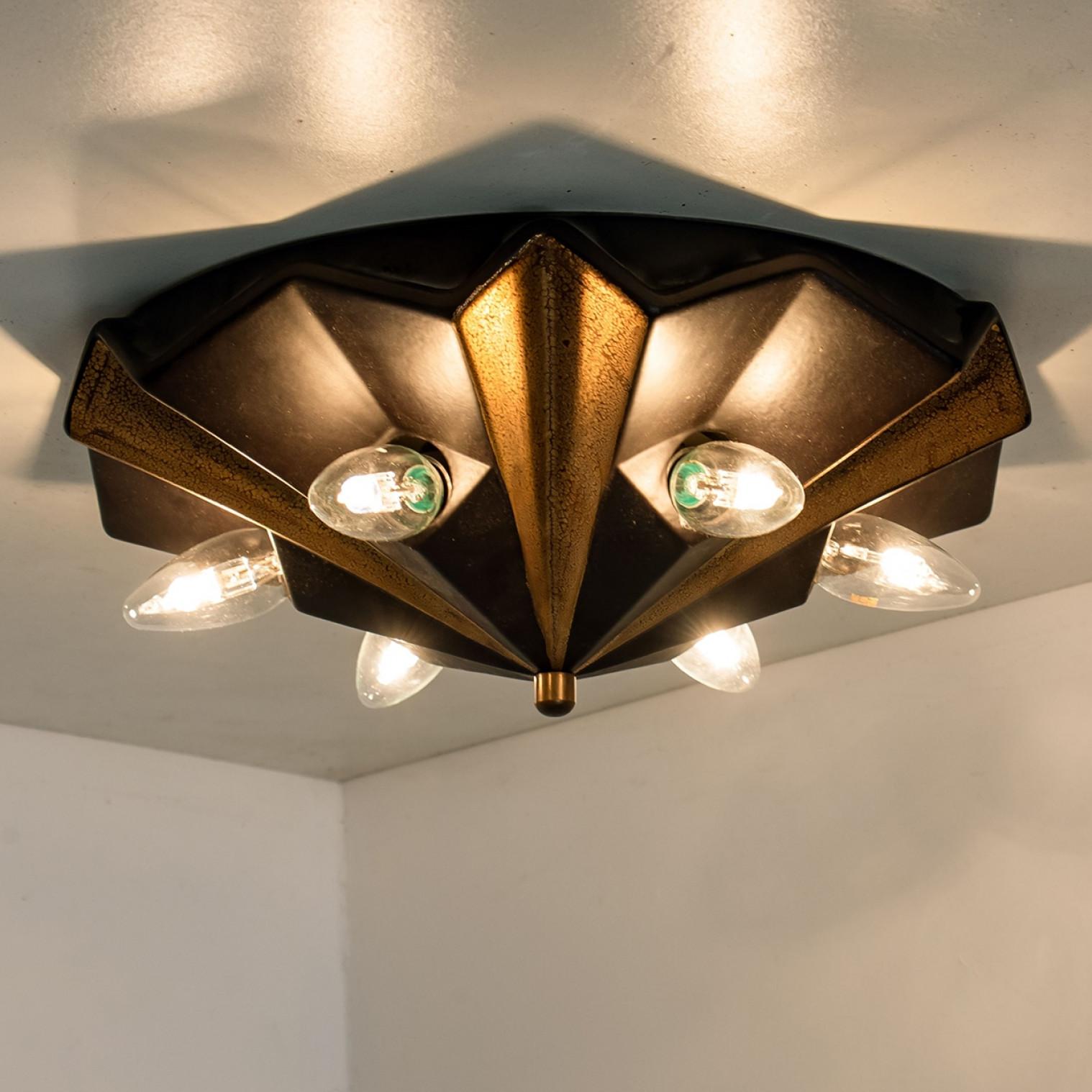 Allemand Étoile en céramique Lampe en céramique Brown, Allemagne, années 1970 en vente