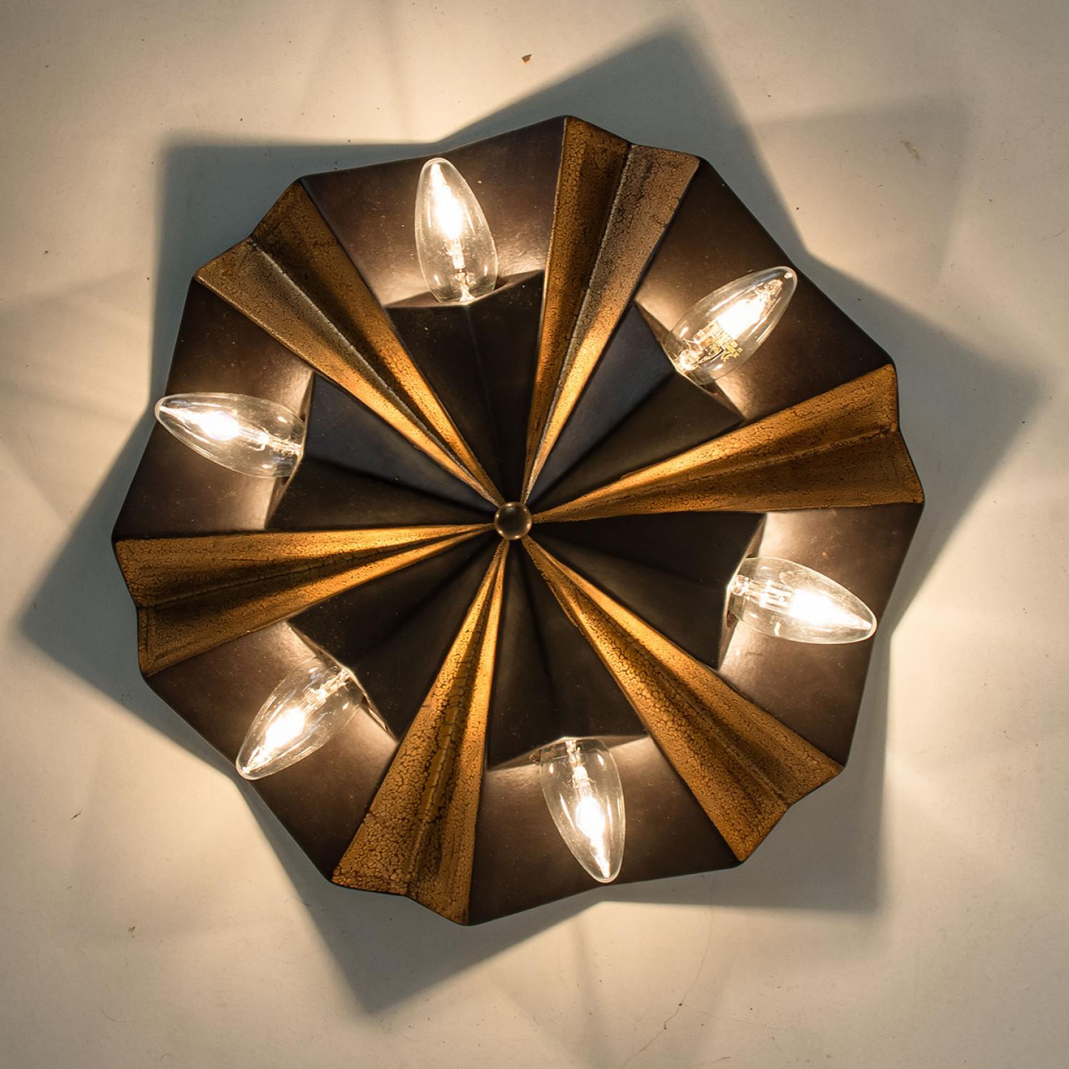 Ceramic Star Brown Ceramic Lamp, Germany, 1970s In Good Condition For Sale In Rijssen, NL
