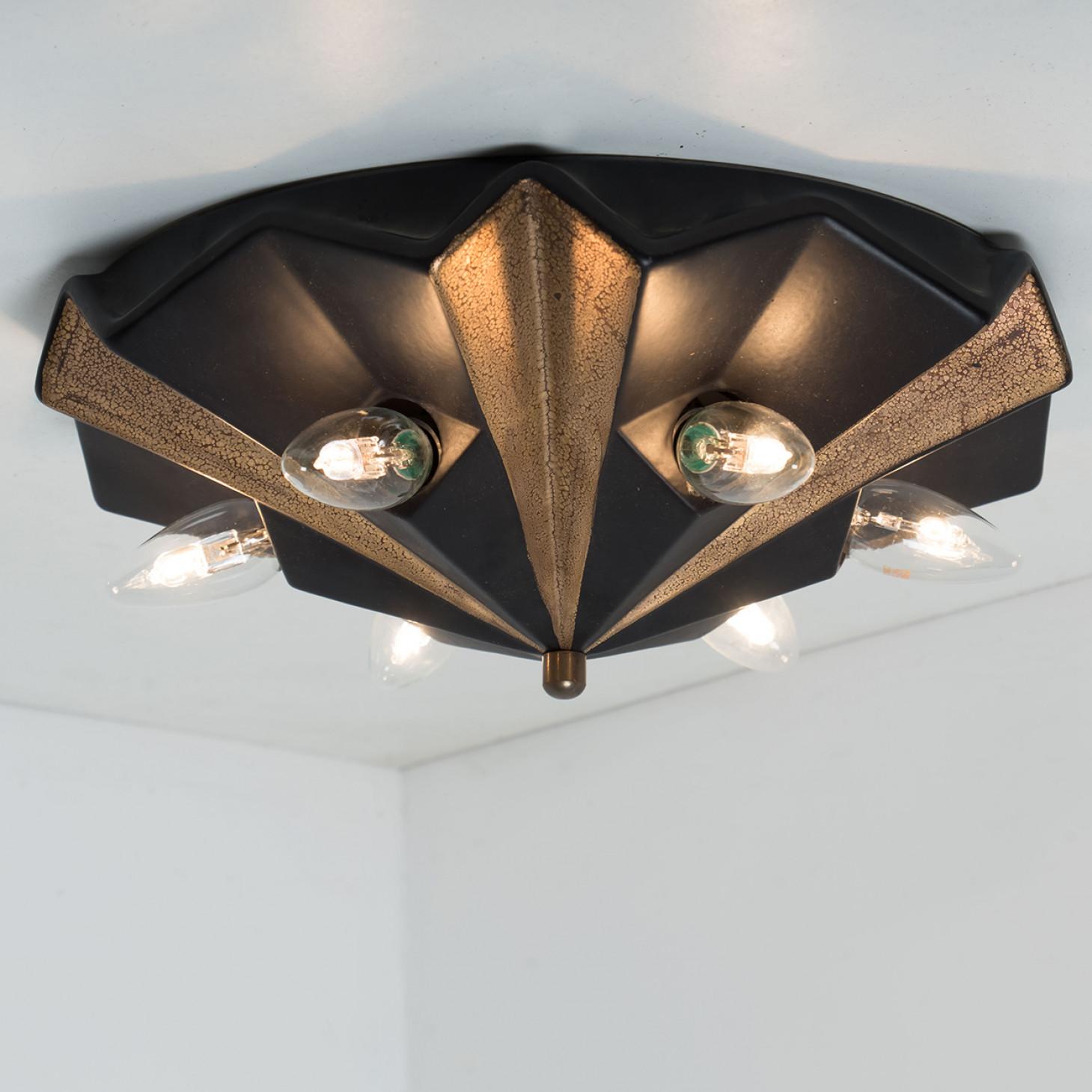 Late 20th Century Ceramic Star Brown Ceramic Lamp, Germany, 1970s For Sale