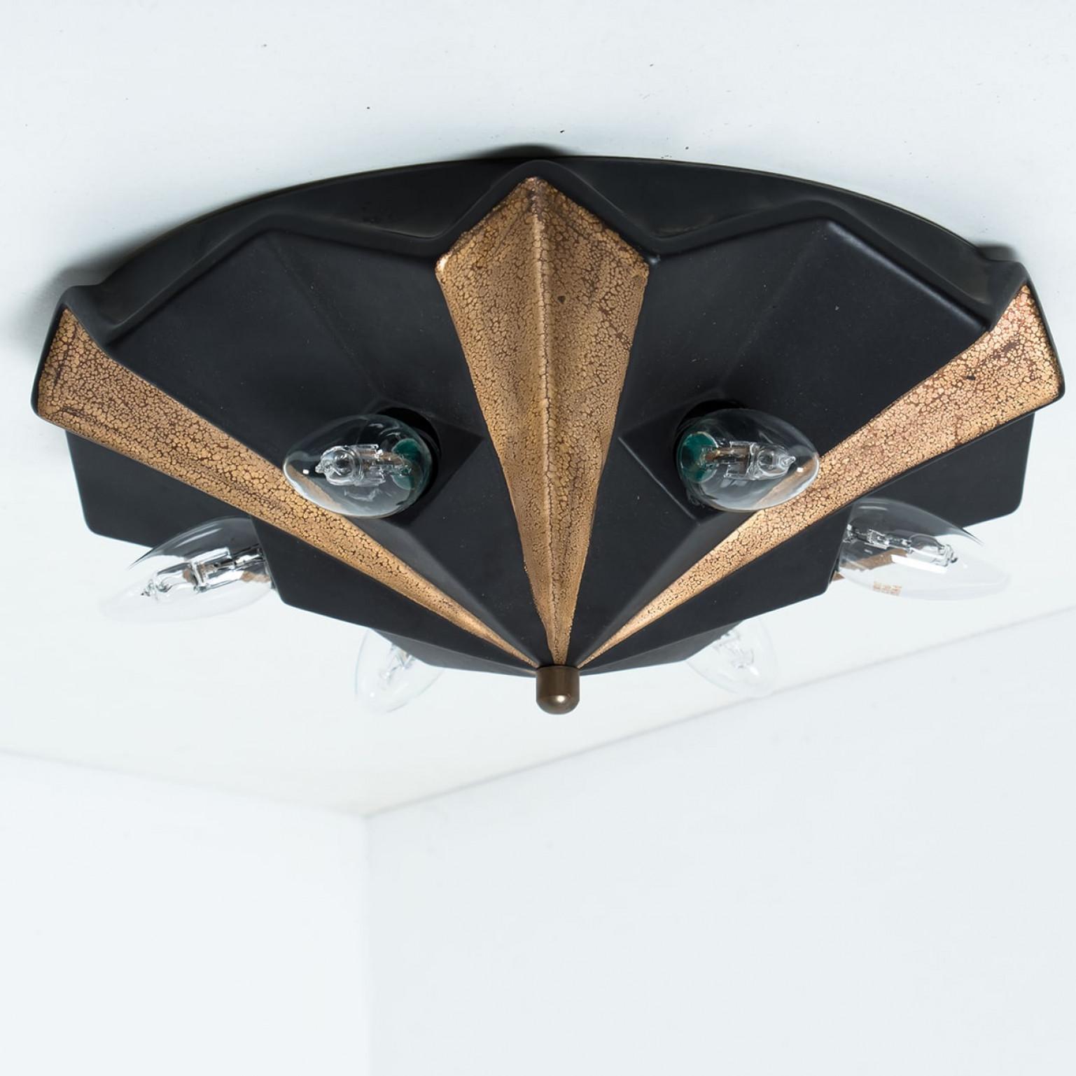 Étoile en céramique Lampe en céramique Brown, Allemagne, années 1970 en vente 1