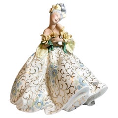 Ceramic Statue of a Lady with Iridescent Details by Tiziano Galli from the 1950s