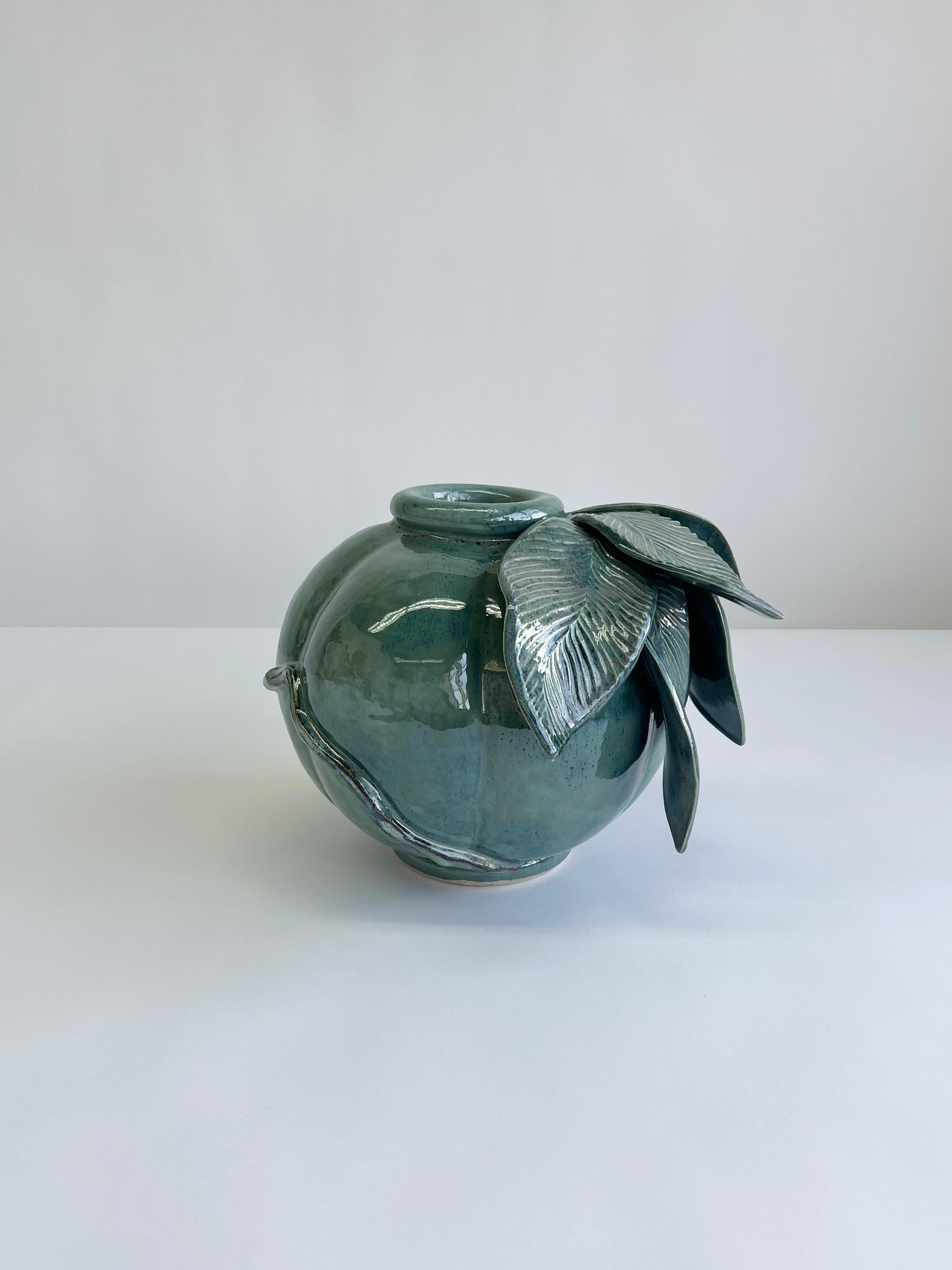Ceramic Stoneware Blue Organic Vase - 