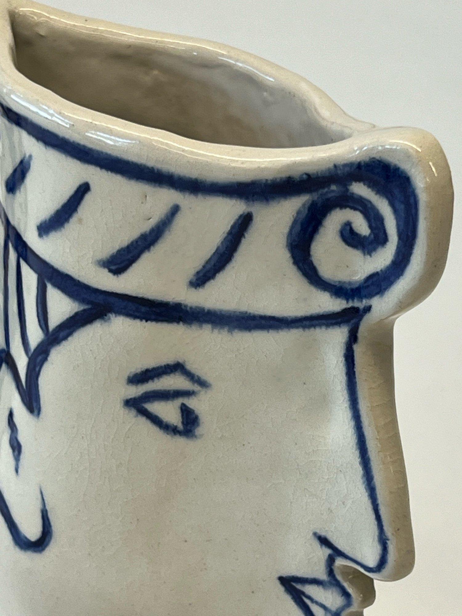 Ceramic Stoneware Face Vases - a Pair 4