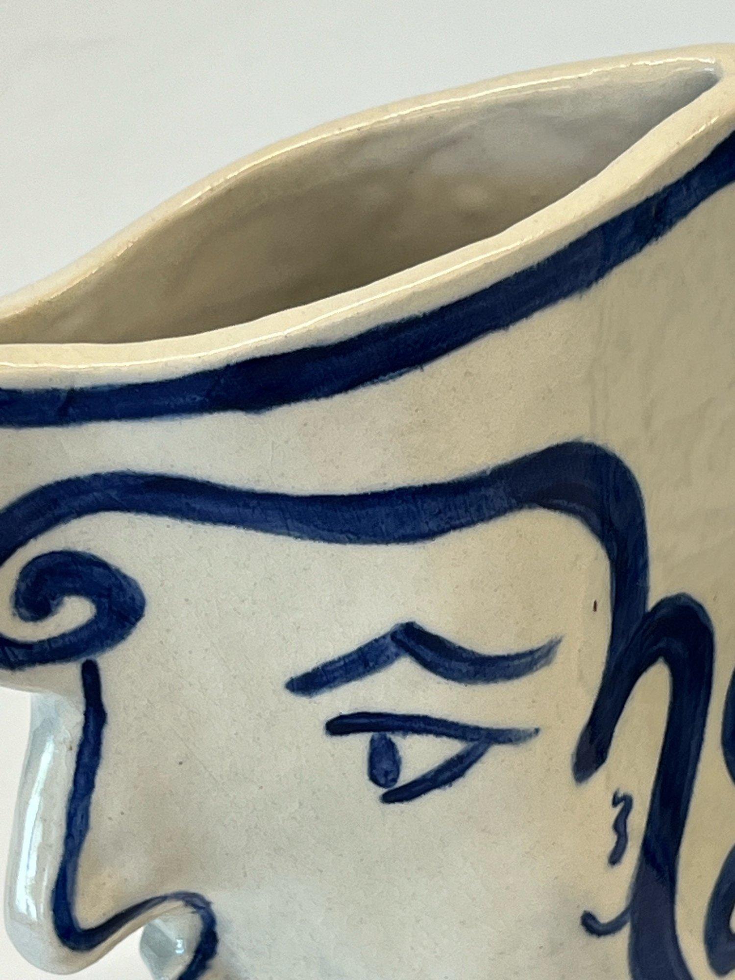 Ceramic Stoneware Face Vases - a Pair 5