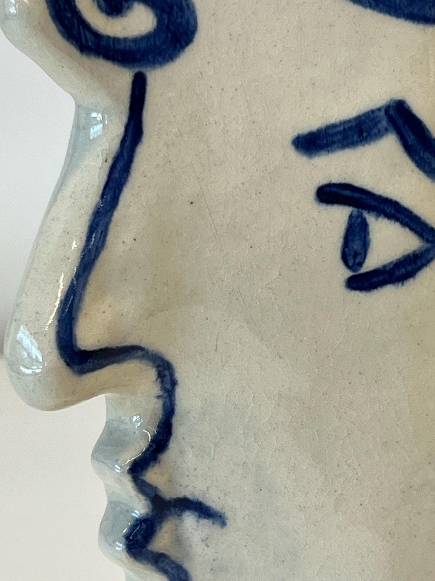 Contemporary Ceramic Stoneware Face Vases - a Pair