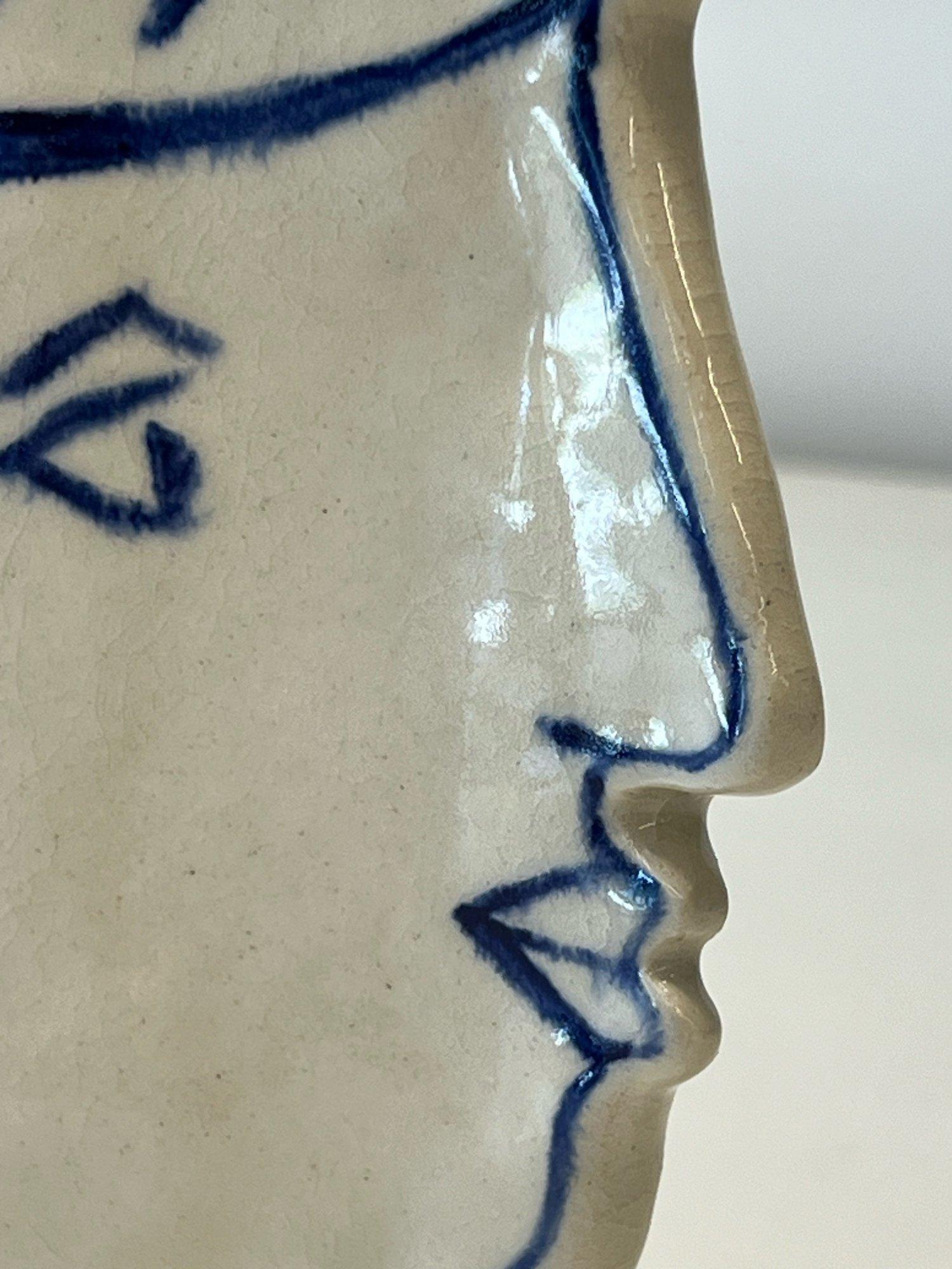 Ceramic Stoneware Face Vases - a Pair 1