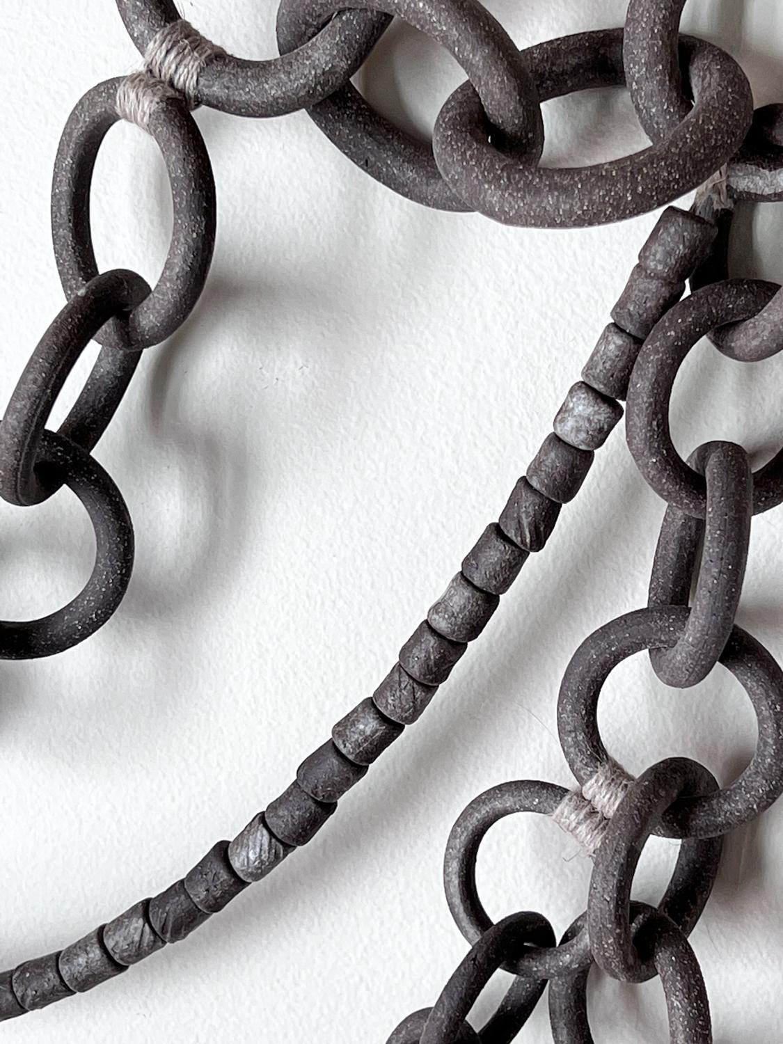 Hand-Crafted Ceramic Stoneware Link Chain Wall Sculpture For Sale