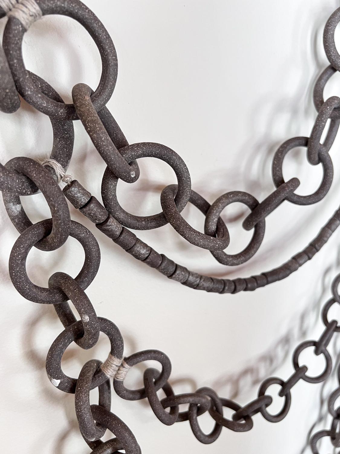 Contemporary Ceramic Stoneware Link Chain Wall Sculpture For Sale