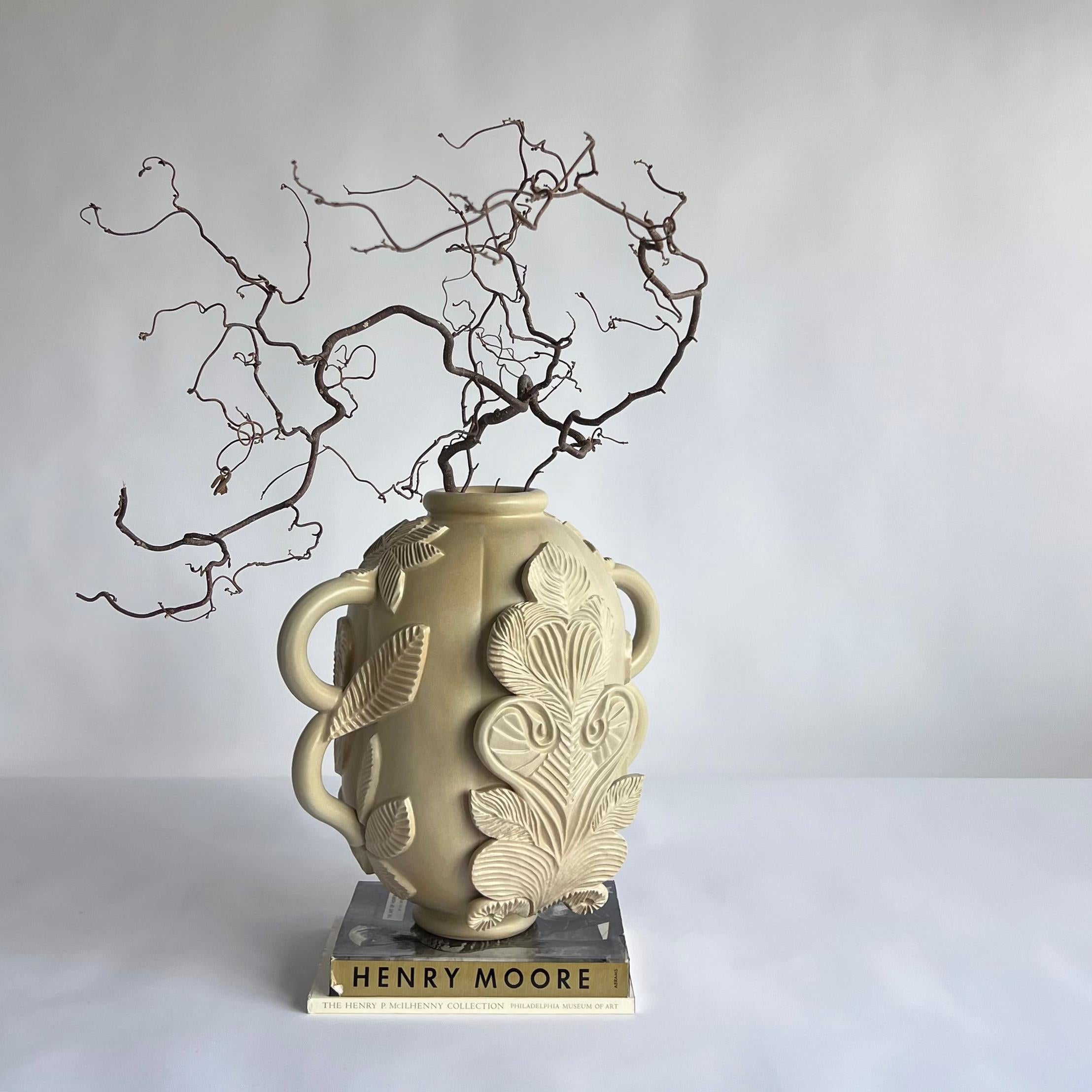 American Ceramic Stoneware Organic Contemporary Vase in Cream by Keavy Murphree For Sale