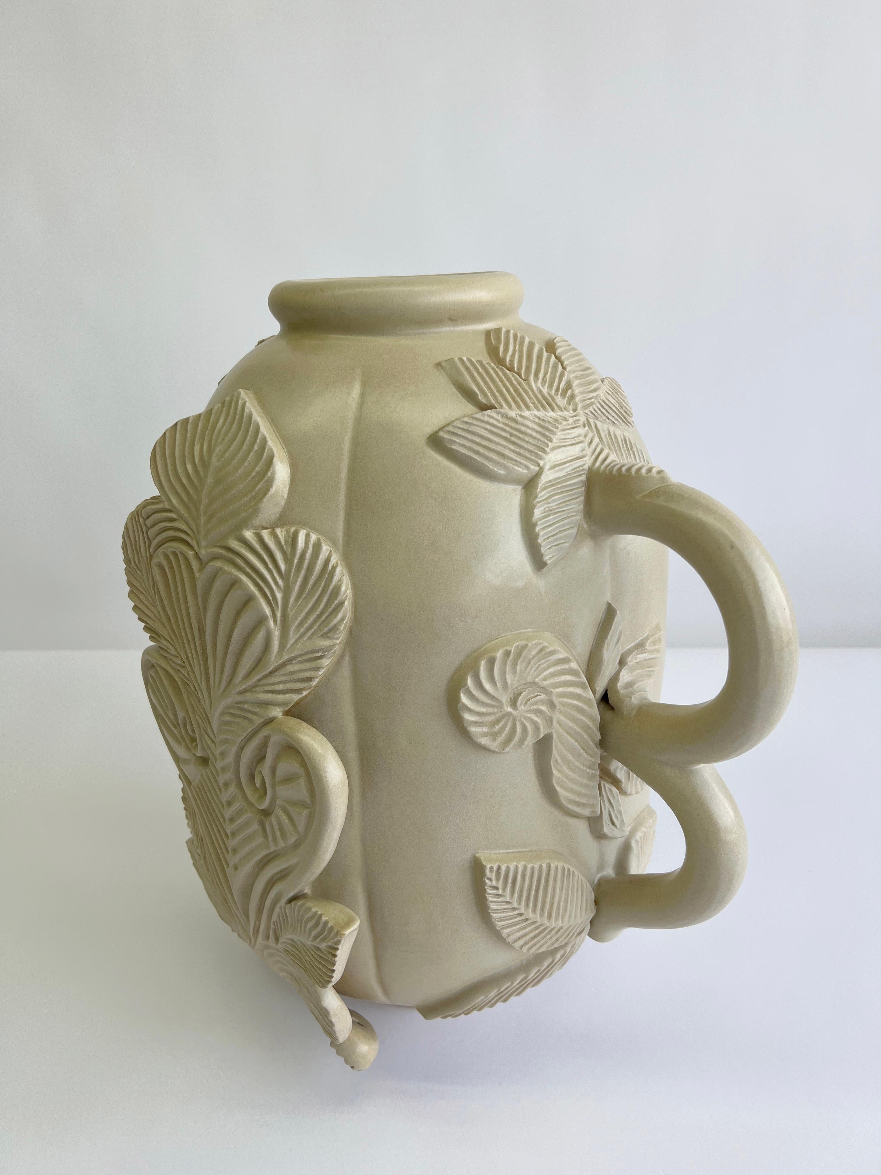Hand-Crafted Ceramic Stoneware Organic Contemporary Vase in Cream by Keavy Murphree For Sale